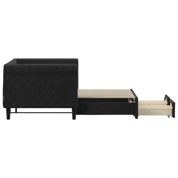 vidaXL Канапе с изтеглящо легло и чекмеджета черно 80x200 см кадифе