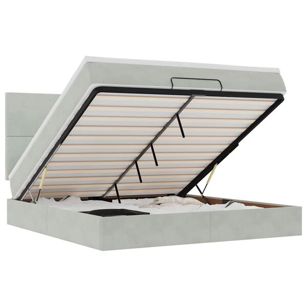 vidaXL Османска легло с матраци, светлосиво, 180x200 см, кадифе