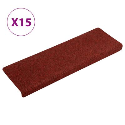 vidaXL Стелки за стъпала, 15 бр, пънч тъкан, 65x21x4 см, червени