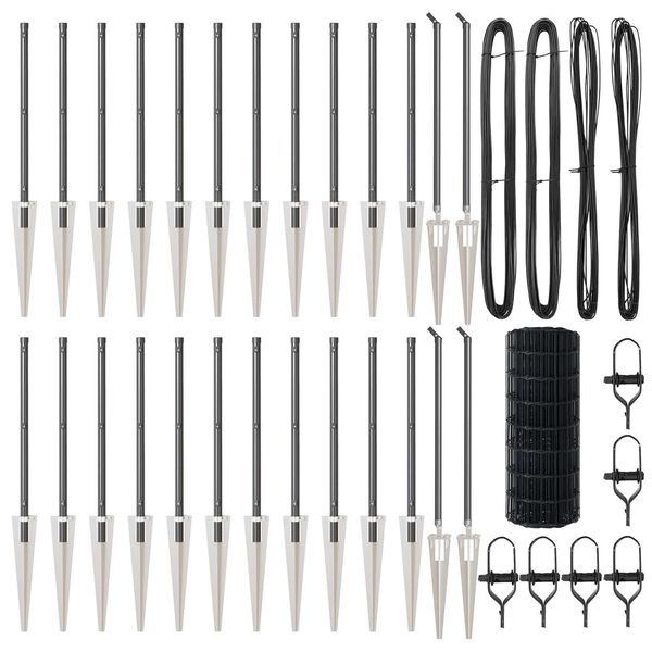 vidaXL Ограда с пост Сив 0,4 x 50 м Стомана и PVC