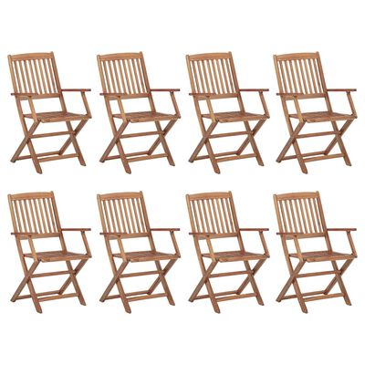 vidaXL Сгъваеми градински столове с възглавници 8 бр акация масив