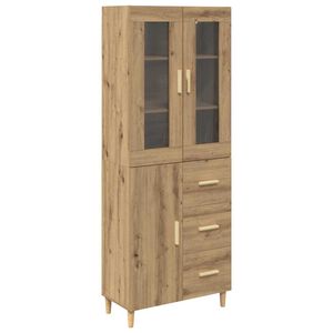 vidaXL Висок шкаф с чекмедже Дъб 69,5 x 34 x 180 см Инженерно дърво