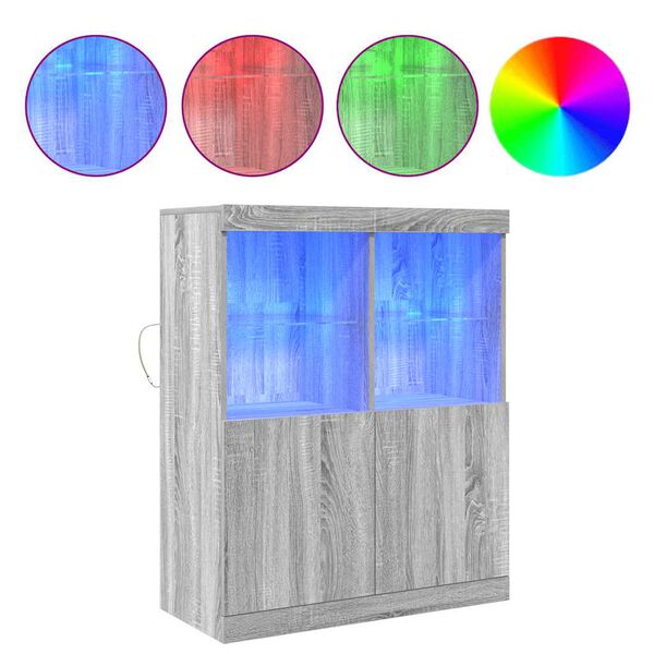 vidaXL Сайдборд, сив сонома, 81x37x100 см, инженерно дърво