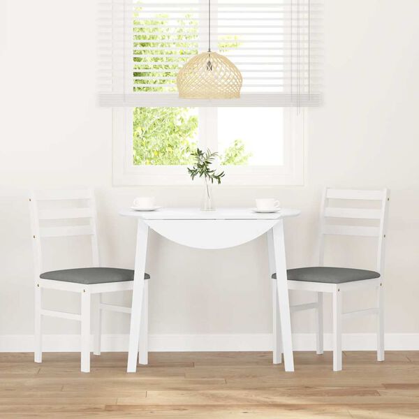 vidaXL Трапезни столове с възглавници 2 бр Бяла масивна дървесина гума