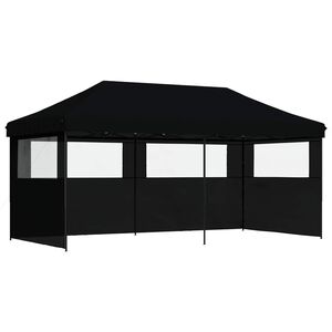 vidaXL Парти шатър 292 x 580 x 315 см Черно Оксфордска тъкан
