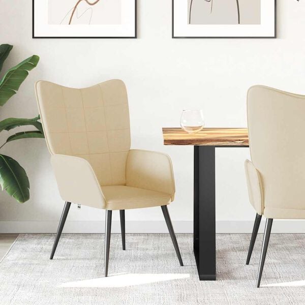 vidaXL Релаксиращ стол, кремав, плат