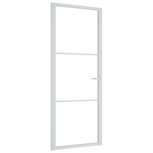 vidaXL Интериорна врата 83x201,5 см бяла ESG стъкло и алуминий