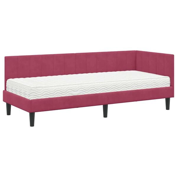 vidaXL Ъглова рамка за легло с матрак с матрак 2 pcs Зелен Кадифе