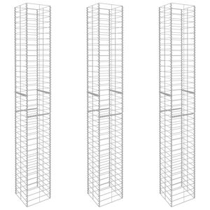 vidaXL Габионни кошници, 3 бр, поцинкована стомана, 25x25x197 см