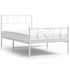 vidaXL Метална рамка за легло с горна и долна табла, бяла, 90x200 см