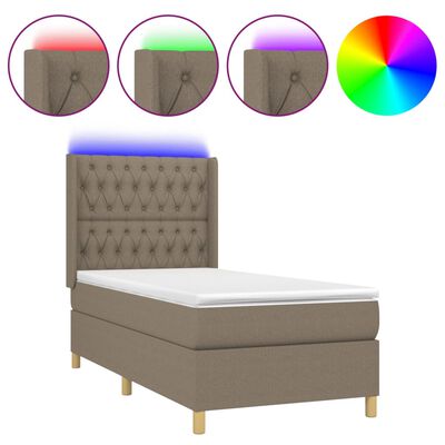 vidaXL Боксспринг легло с матрак и LED, таупе, 90x190 см, плат