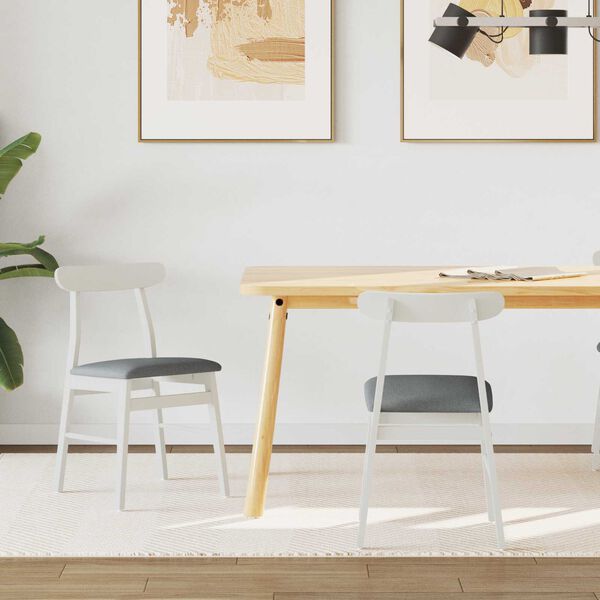 vidaXL Трапезен стол 2 pcs Бяло и сиво Масивно дърво