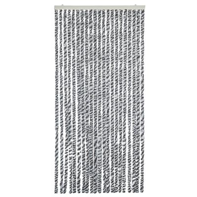 vidaXL Ресни за врата против мухи, черно и бяло, 100x220 см, шенил