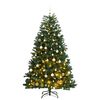 vidaXL Изкуствена коледна елха с шарнири, 300 LED и топки, 210 см
