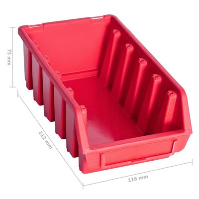 vidaXL Стенен органайзер със 103 бр кутии за инструменти червено-черно