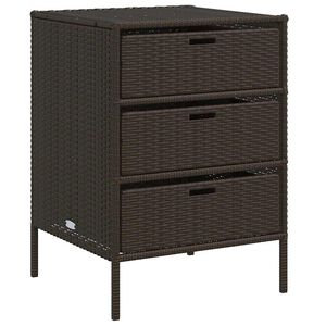 vidaXL Градински шкаф за съхранение кафяв 55x59x80 см полиратан