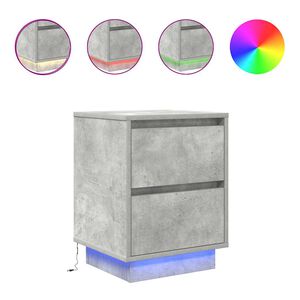 vidaXL нощно шкафче с LED осветление Бетон сив 38x34x50 cm
