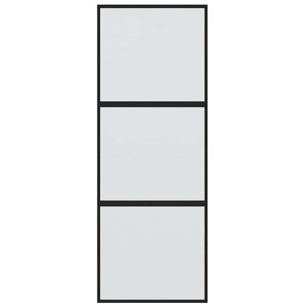 vidaXL Плъзгаща се врата, черна, 76x205 см, закалено стъкло и алуминий
