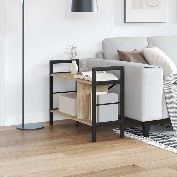 vidaXL Рафт за книги Сонома дъб 75 x 30 x 58,5 см Инженерно дърво