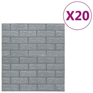 vidaXL 3D тапети Тухли, самозалепващи се, 20 бр, антрацит