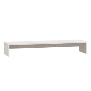 vidaXL Поставка за монитор, бяла, 100x27x15 см, бор масив