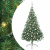 vidaXL Изкуствена коледна елха с подсветка Зелен 210 cm ПВЦ