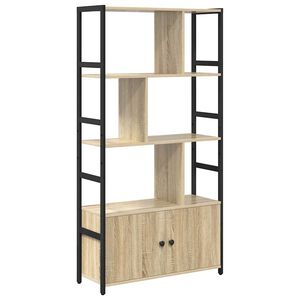vidaXL Рафт за книги 80 x 30 x 155,5 см Инженерна дървесина Сонома дъб