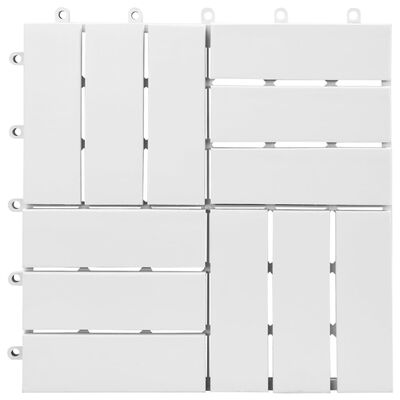 vidaXL Декинг плочки, 30 бр, бели 30x30 см, акация масив