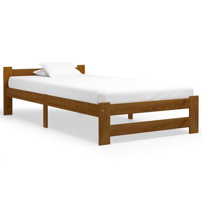 vidaXL Рамка за легло, меденокафява, бор масив, 90x200 см
