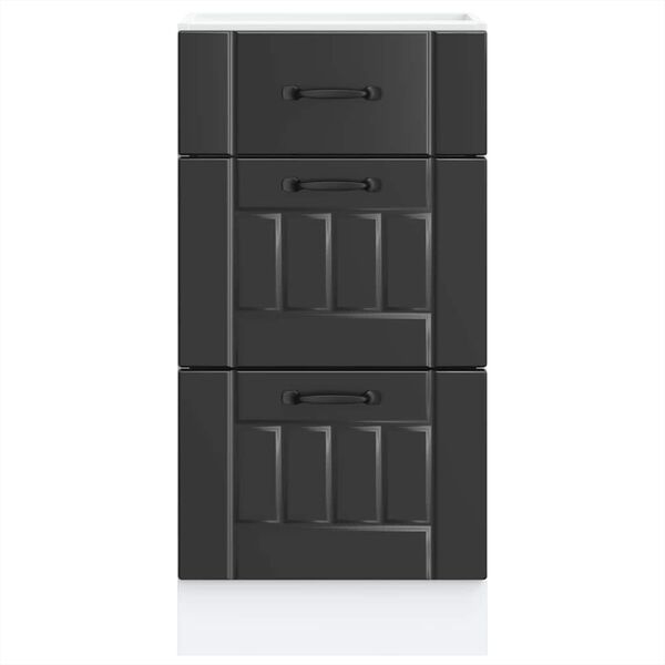 vidaXL Кухненски шкаф "Lucca" Черен, инженерно дърво