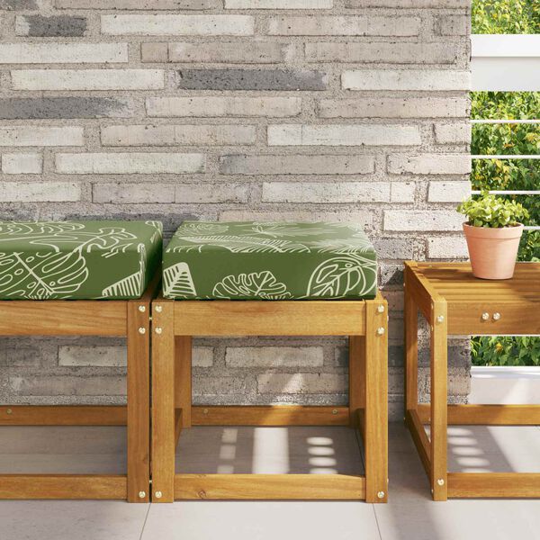 vidaXL Възглавница за открито седалка Зелени листа 40 x 40 x 8 см