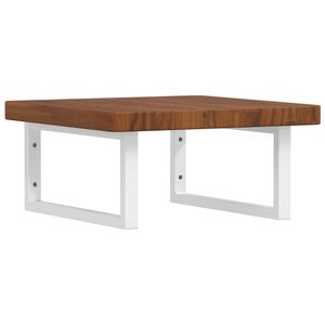 vidaXL Стенен рафт за мивка, стомана и масивно дърво дъб