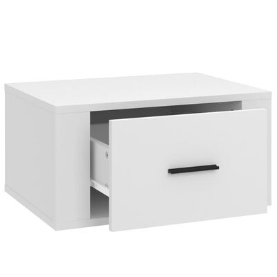 vidaXL Нощно шкафче за стенен монтаж, бяло, 50x36x25 см