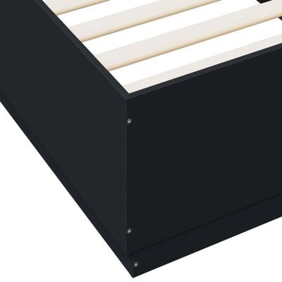 vidaXL Рамка за легло с LED осветление черна 100x200см инженерно дърво