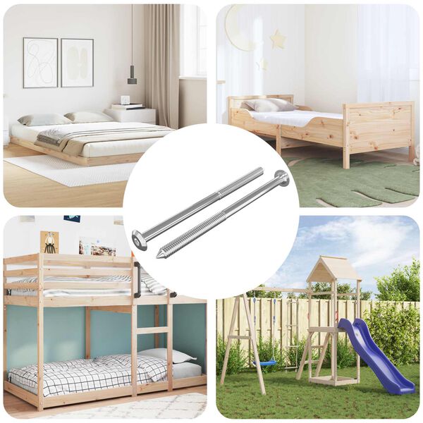 vidaXL Винтове за мебели 2 pcs Сребрист M6 x 100 мм Стомана