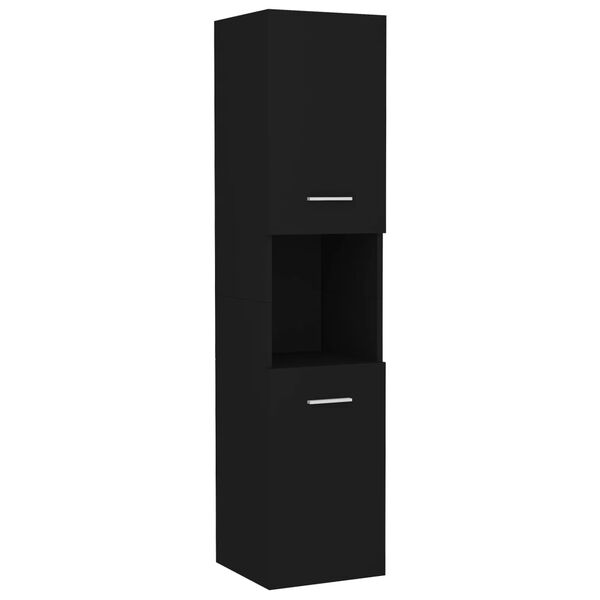 vidaXL Комплект мебели за баня, черен, ПДЧ