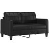 vidaXL 2-местен диван с възглавници, черен, 140 см, изкуствена кожа