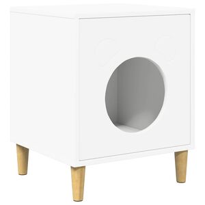 vidaXL Къща за котки Бяло 42,5 x 40 x 53 см Инженерна дървесина