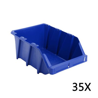 vidaXL Стифиращи контейнери за съхранение, 35 бр, 218x360x156 мм, сини