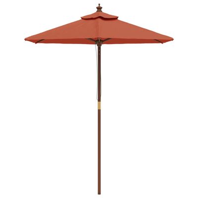 vidaXL Градински чадър с дървен прът, теракота, 196x231 см