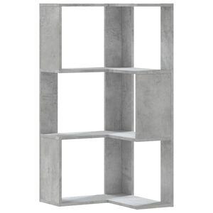 vidaXL Ъглова етажерка 3 нива бетонно сив 50x50x102 см инженерно дърво
