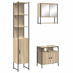 vidaXL Комплект мебели за баня 3 бр. Сонома дъб 33 x 33 x 185,5 см