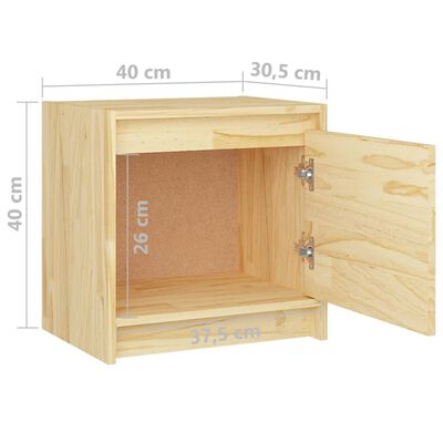 vidaXL Нощно шкафче, 40x30,5x40 см, борово дърво масив