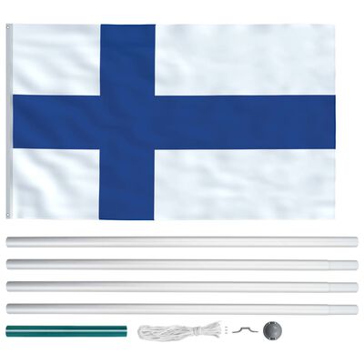vidaXL Флаг на Финландия и алуминиев флагщок, 6,2 м