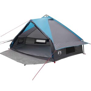 vidaXL Тент тип Teepee за 8 души 8 души Синьо и сиво