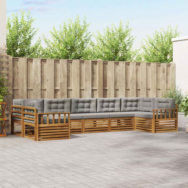 vidaXL Комплект дивани за открито 7 pcs Естествено и светло сиво