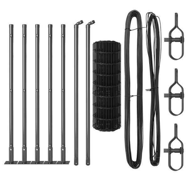 vidaXL Оградa с колчета Сив 0.4 x 10 м Стомана