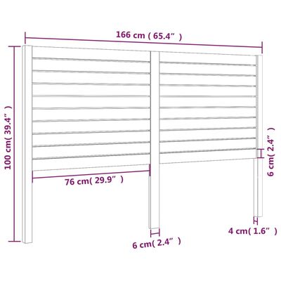 vidaXL Горна табла за легло, бяла, 166x4x100 см, бор масив