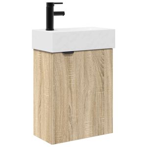 vidaXL Шкаф за баня със съхранение Сонома дъб 45,5 x 22,5 x 84 см