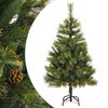 vidaXL Изкуствена коледна елха с шарнири и шишарки 120 см